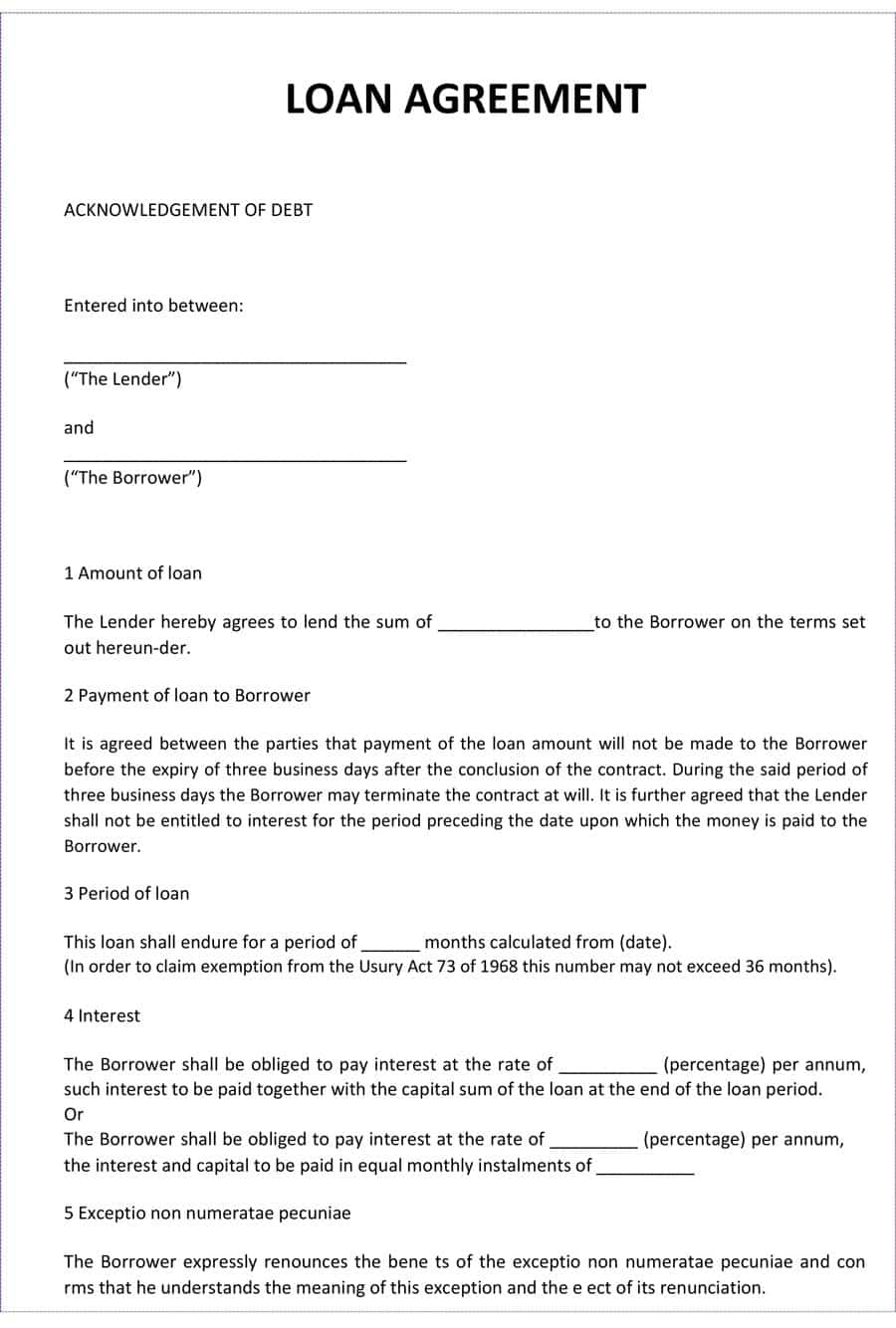 40+ Free Loan Agreement Templates [Word &amp;amp; Pdf] - Template Lab - Free Printable Loan Agreement Form