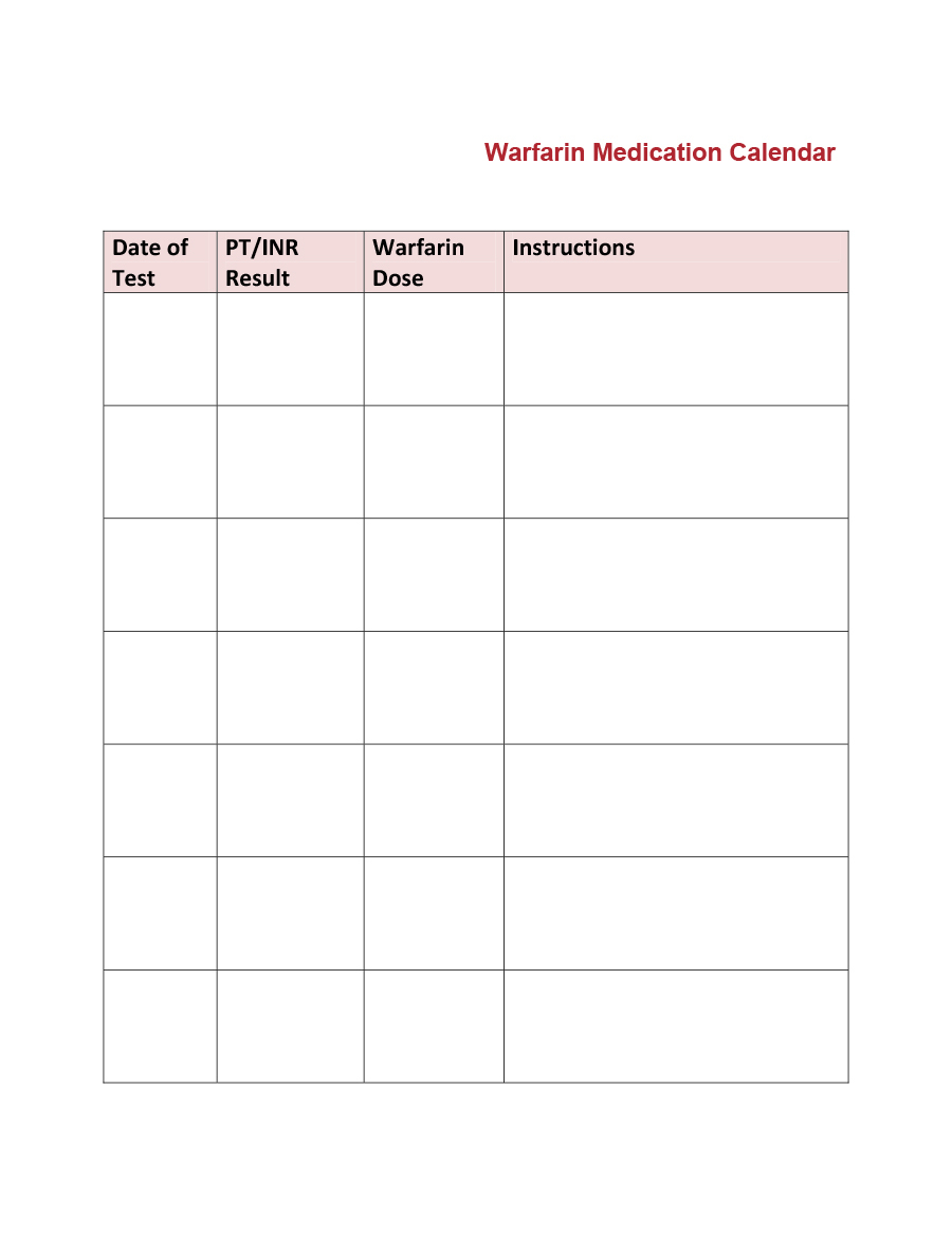 40 Great Medication Schedule Templates (+Medication Calendars) - Free Printable Daily Medication Schedule