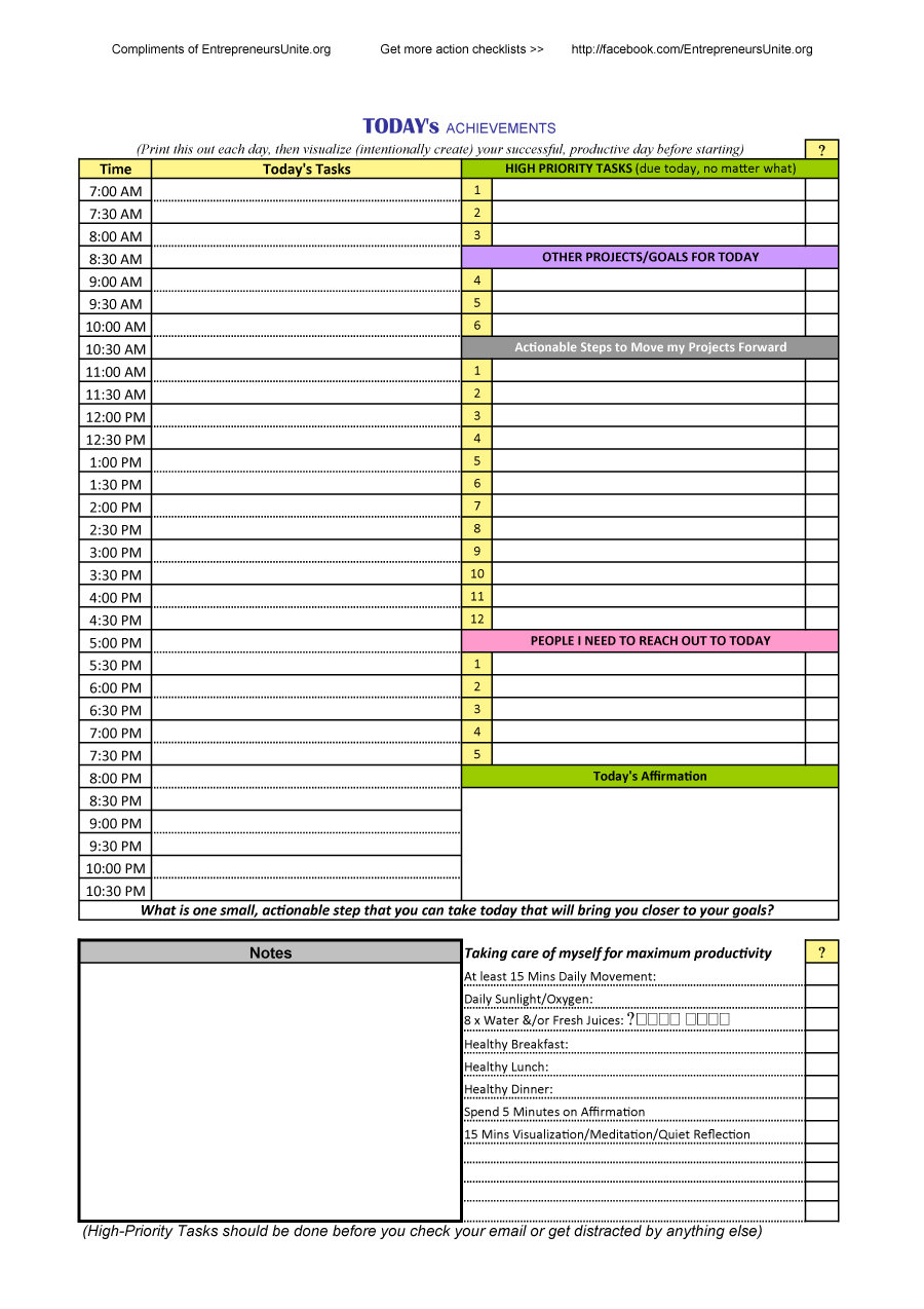 40+ Printable Daily Planner Templates (Free) ᐅ Template Lab - Free Printable Task Organizer