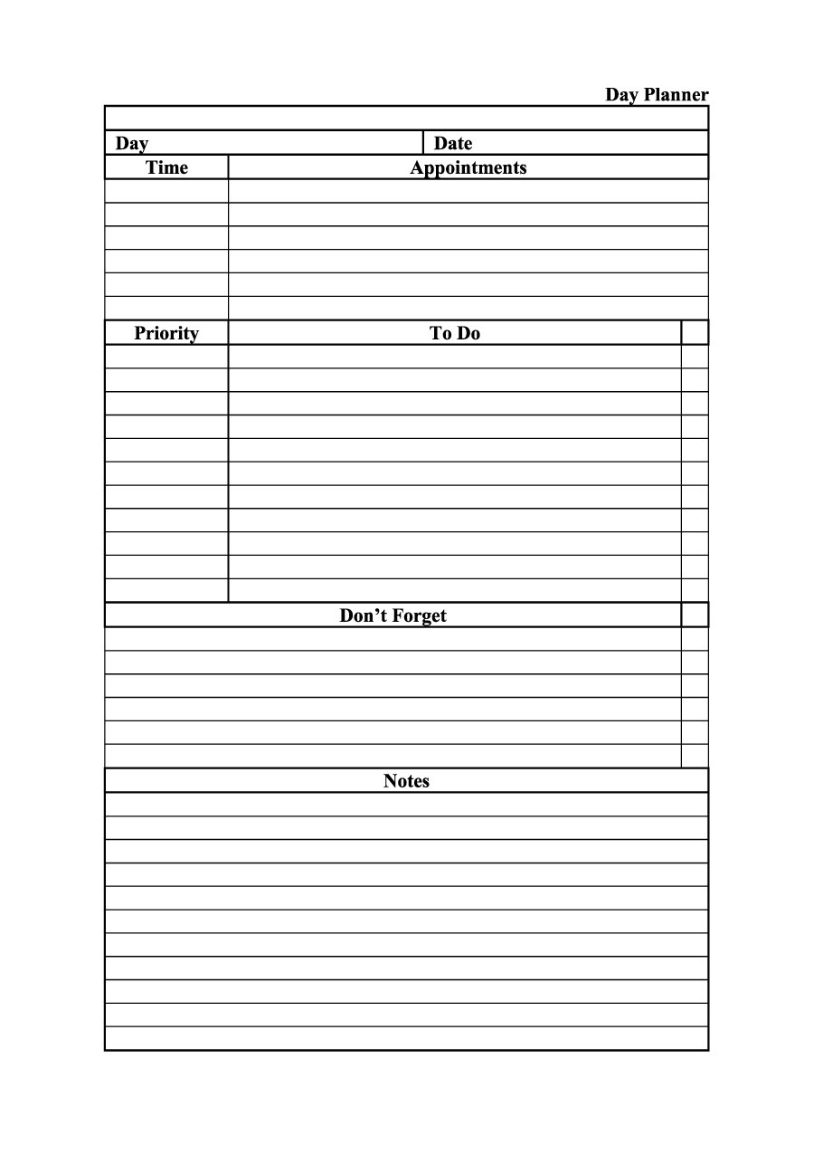 40+ Printable Daily Planner Templates (Free) - Template Lab - Free Printable Daily Appointment Planner Pages