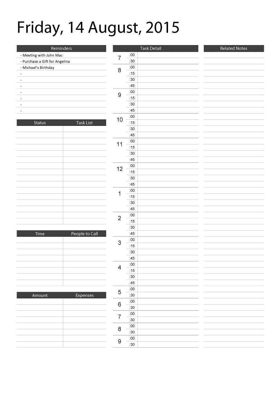 40+ Printable Daily Planner Templates (Free) - Template Lab - Free Printable Daily Schedule