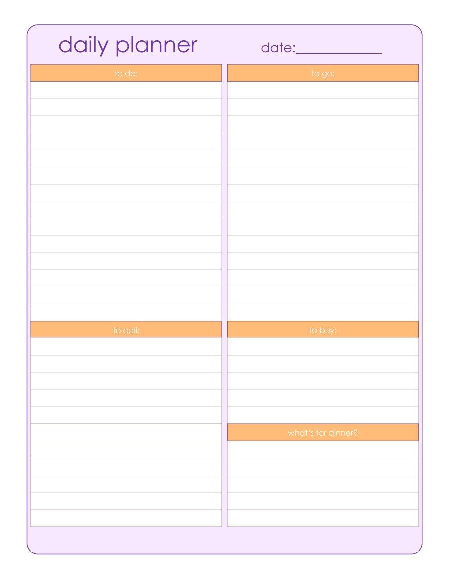 40+ Printable Daily Planner Templates (Free) - Template Lab - Free Printable Daily Schedule