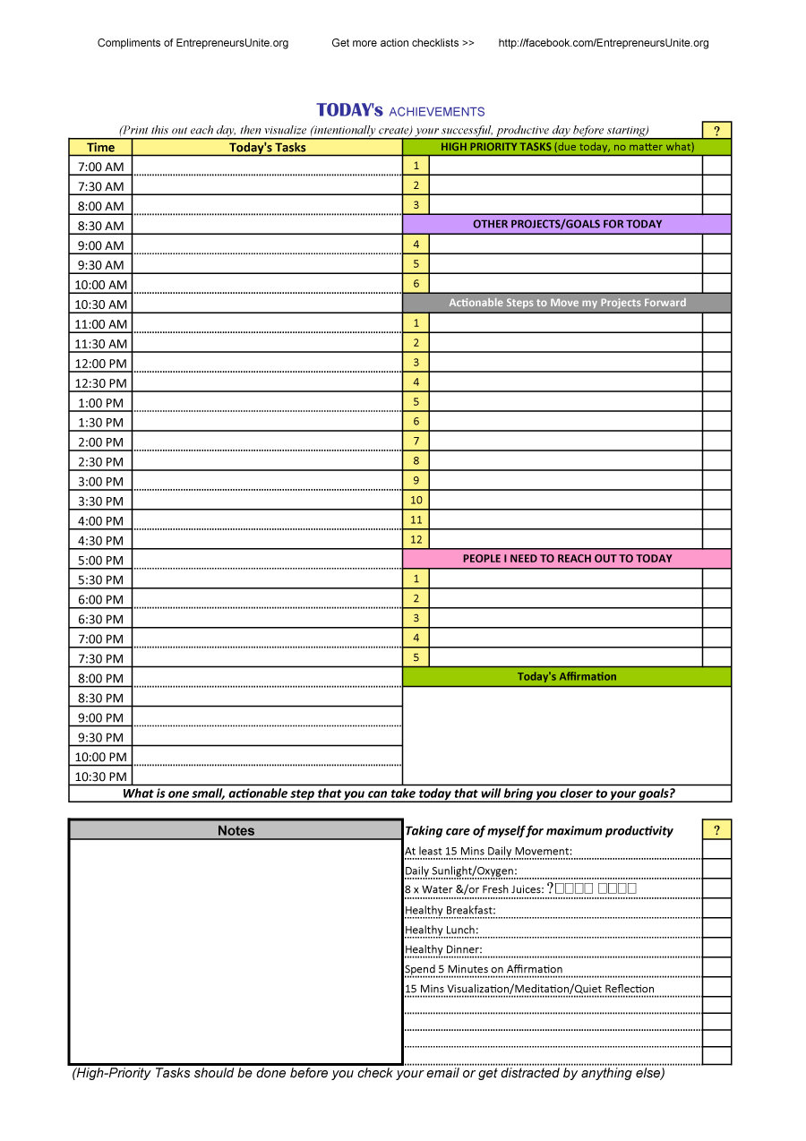 40+ Printable Daily Planner Templates (Free) - Template Lab - Free Printable Daily Schedule Chart