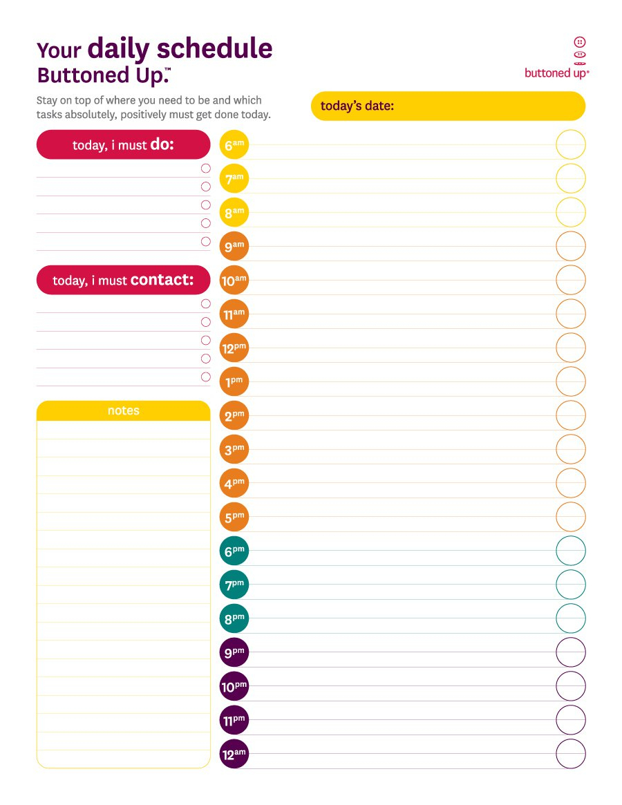 40+ Printable Daily Planner Templates (Free) - Template Lab - Free Printable Daily Schedule Chart