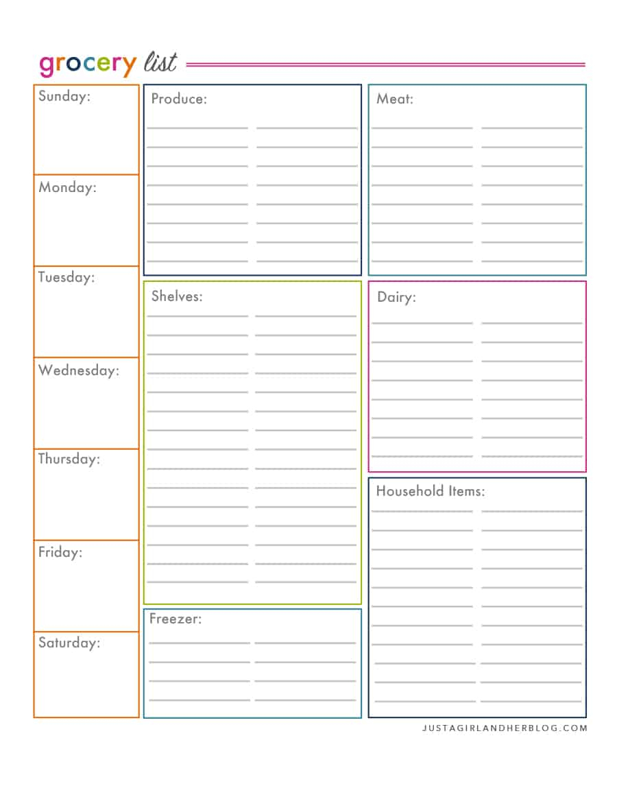 40+ Printable Grocery List Templates (Shopping List) - Template Lab - Free Printable Shopping List