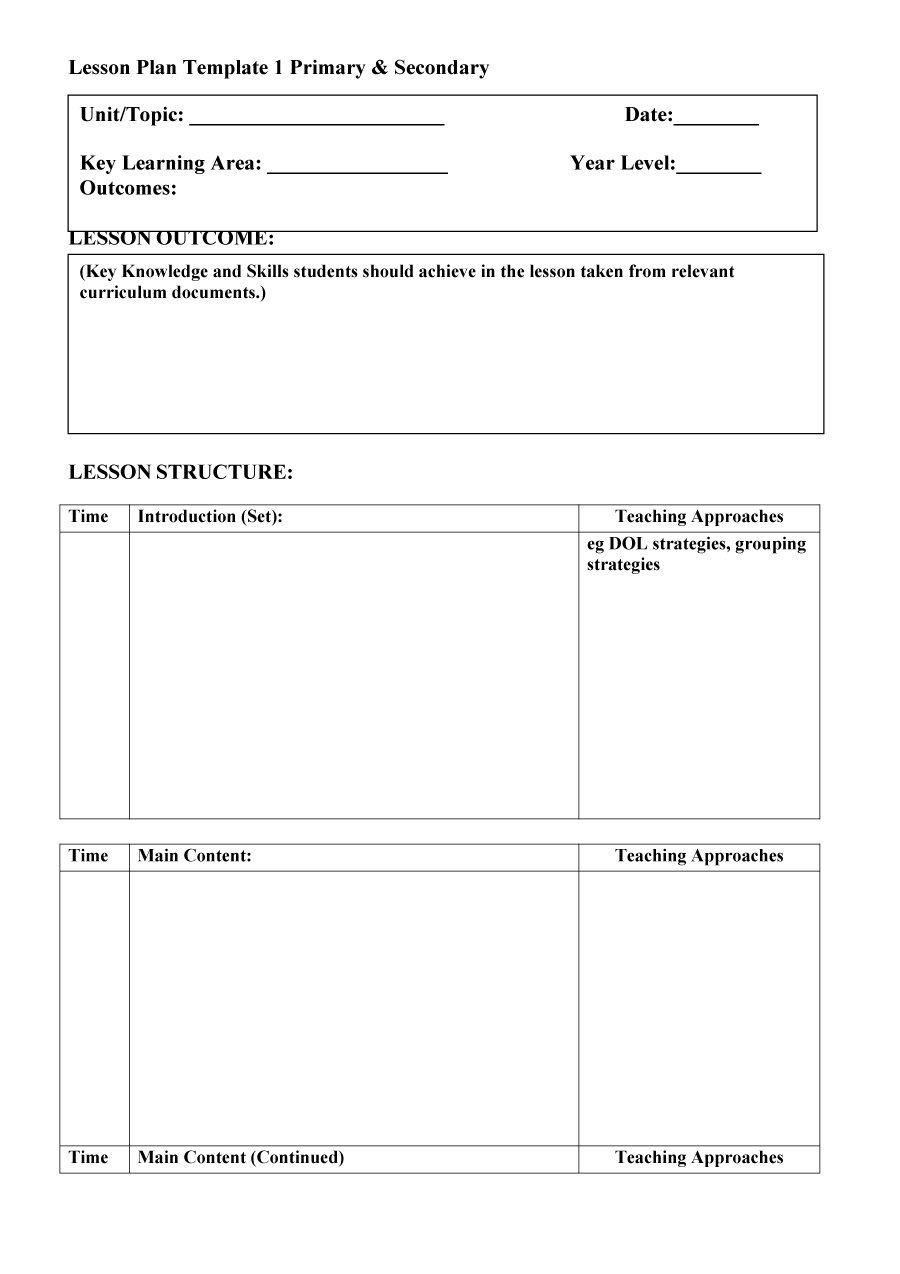 44 Free Lesson Plan Templates [Common Core, Preschool, Weekly] - Free Printable Preschool Lesson Plans