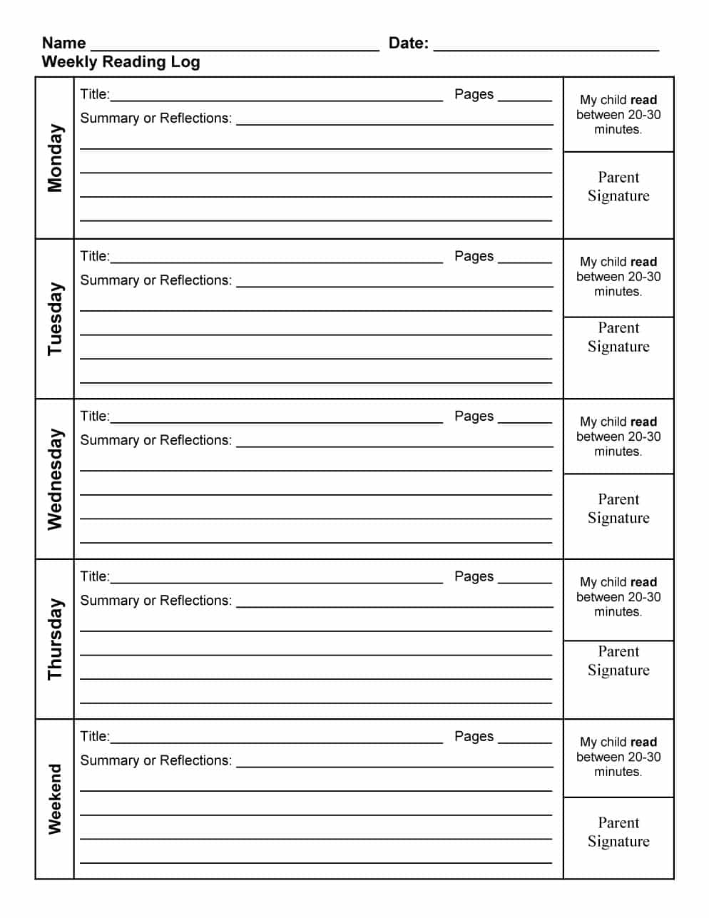 47 Printable Reading Log Templates For Kids, Middle School &amp;amp; Adults - Free Printable Reading Log