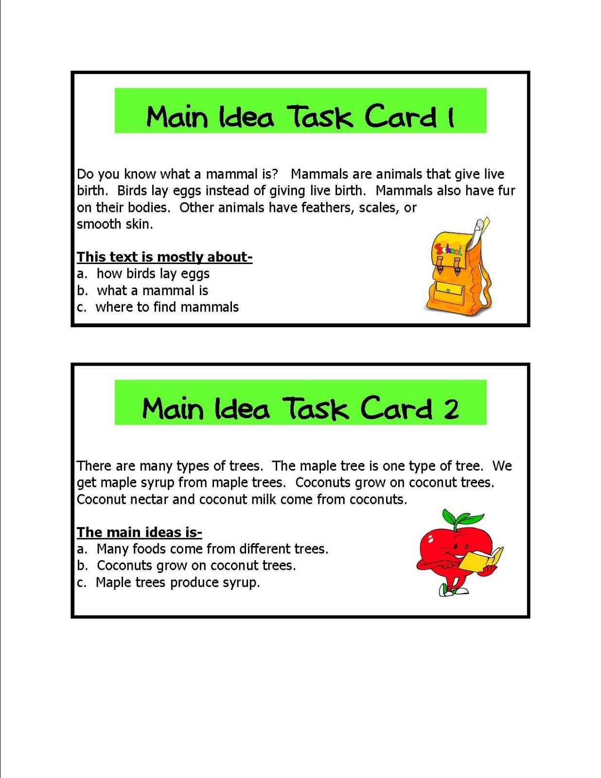 4Th Grade Main Idea Worksheets Multiple Choice For Printable - Math - Free Printable Main Idea Worksheets