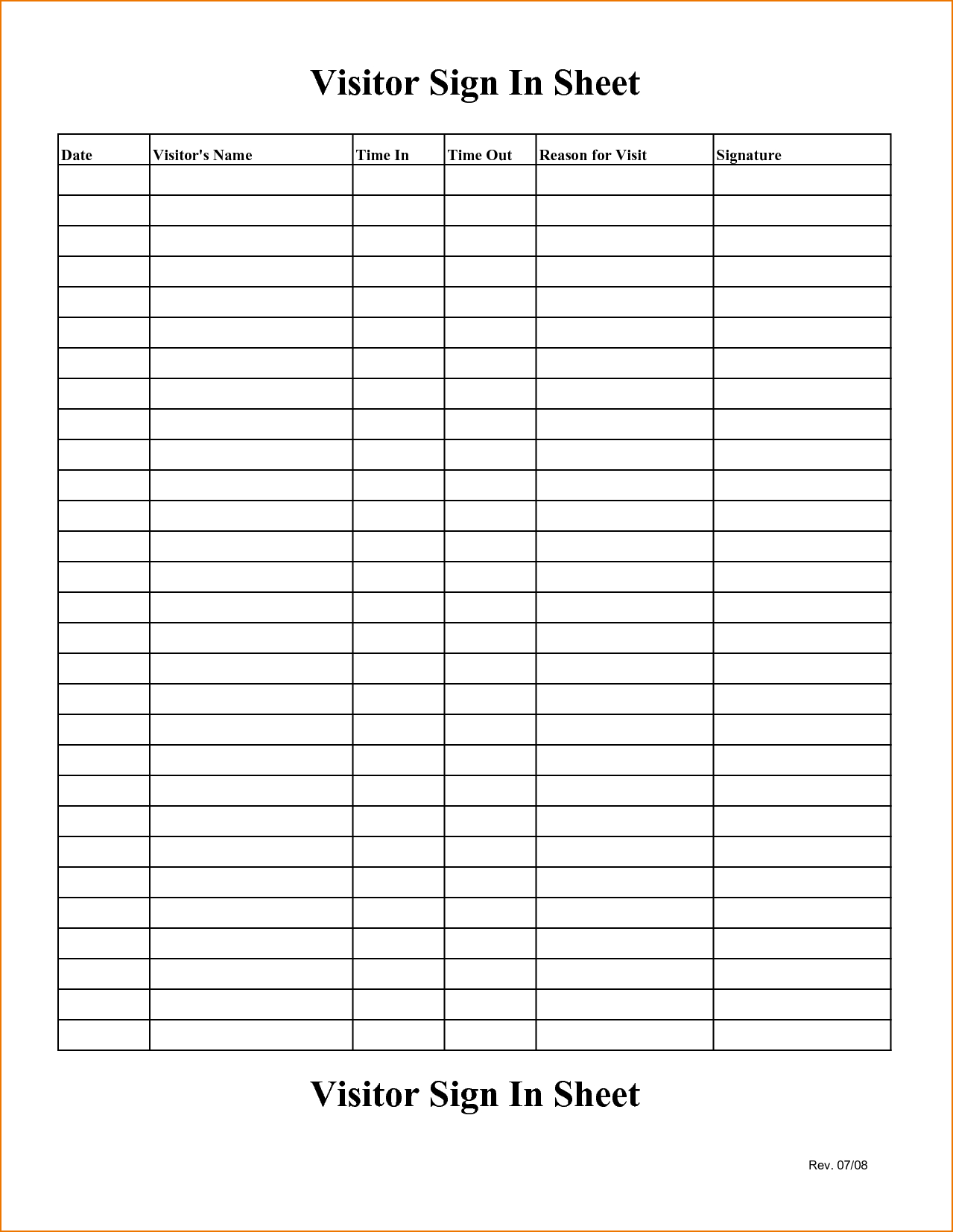 5+ Blank Sign In Sheet | Teknoswitch - Free Printable Sign In And Out Sheets