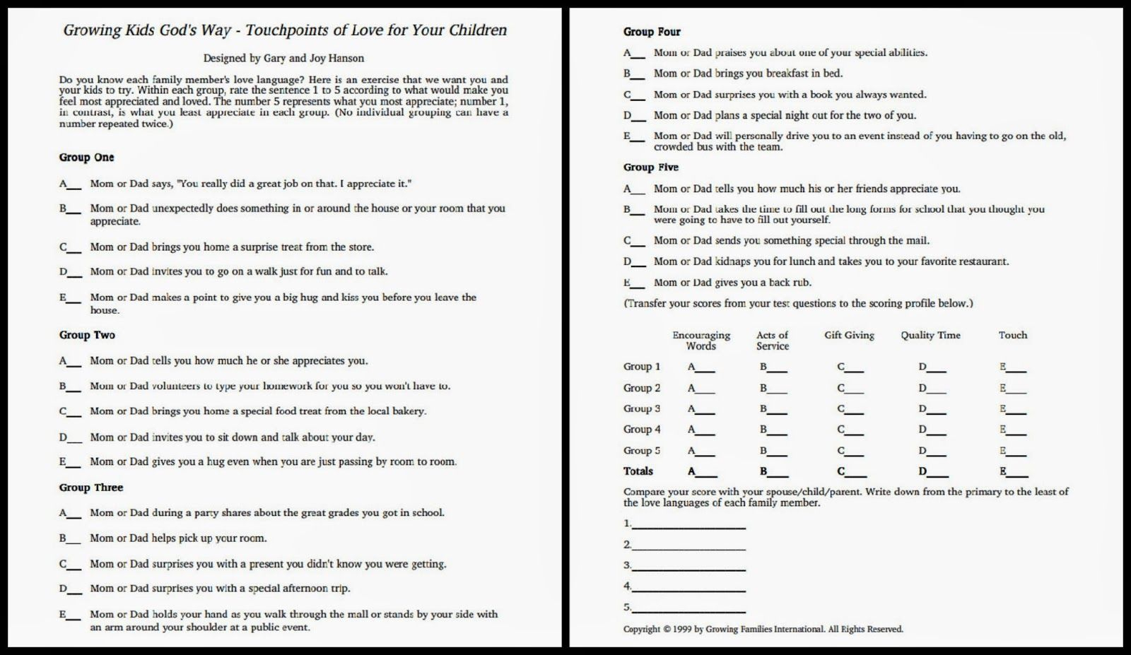 5 Love Languages Quiz For Children | Work | Love Languages For Kids - Free Printable Love Language Quiz