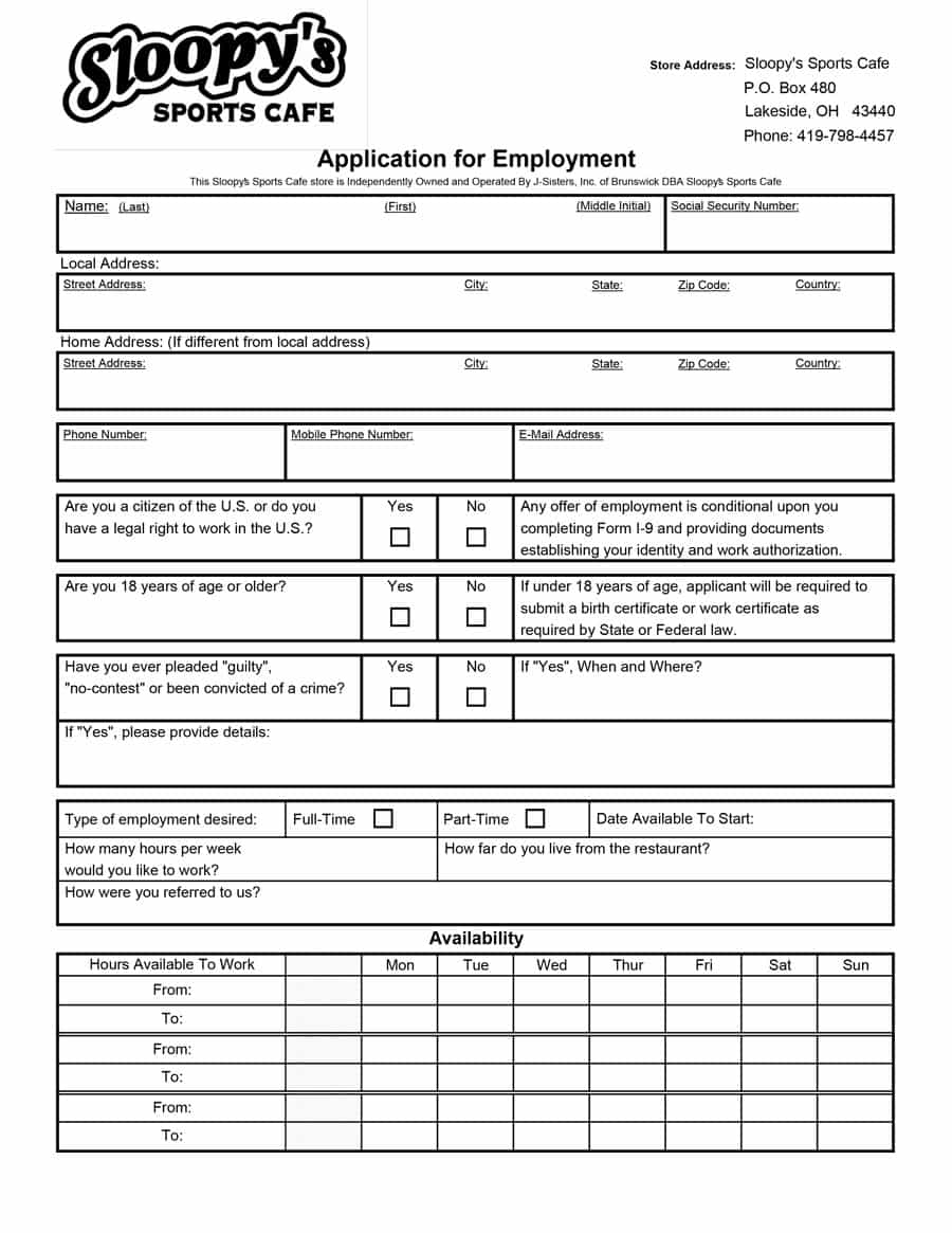 50 Free Employment / Job Application Form Templates [Printable] ᐅ - Free Printable Job Applications Online