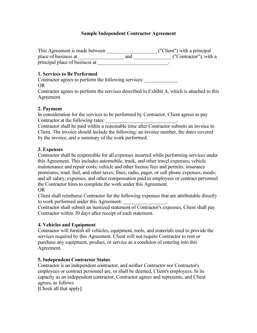 50+ Free Independent Contractor Agreement Forms &amp;amp; Templates - Free Printable Service Contract Forms