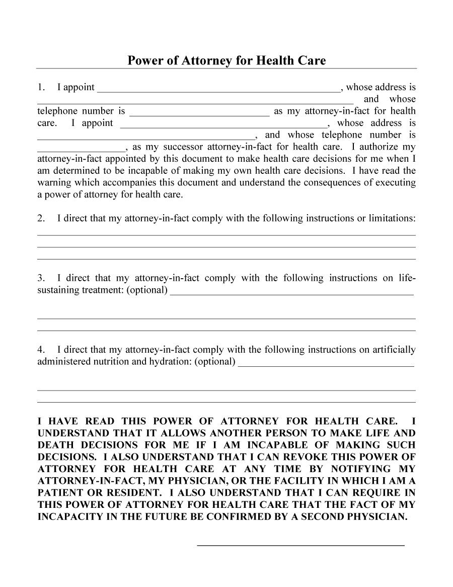 50 Free Power Of Attorney Forms &amp;amp; Templates (Durable, Medical,general) - Free Printable Medical Power Of Attorney