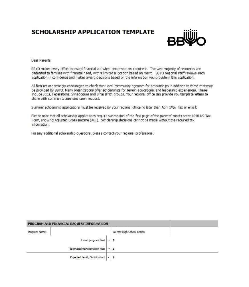 50 Free Scholarship Application Templates &amp;amp; Forms - Template Lab - Free Printable Fafsa Application Form
