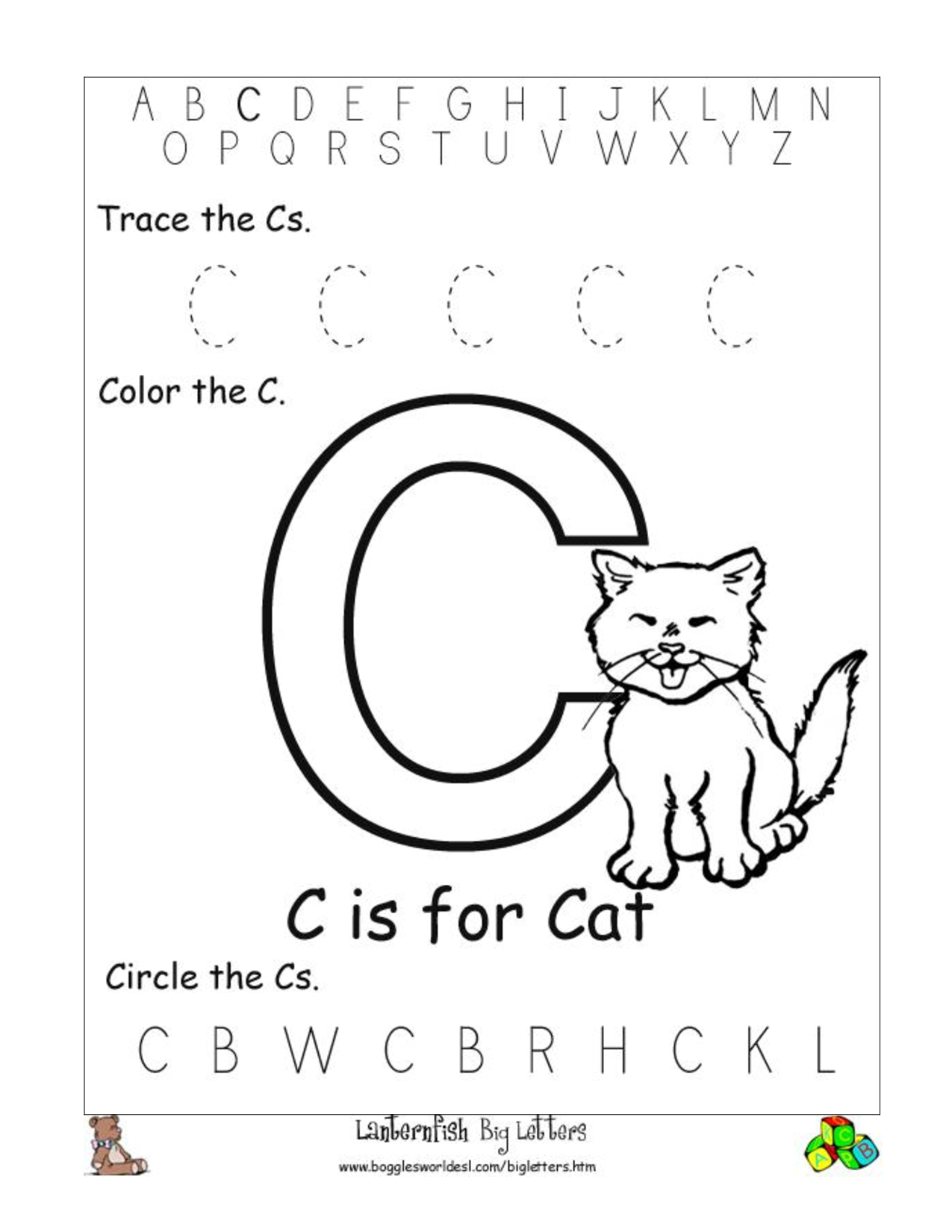 6 Best Images Of Free Printable Preschool Worksheets Letter C | Day - Free Printable Preschool Worksheets Letter C
