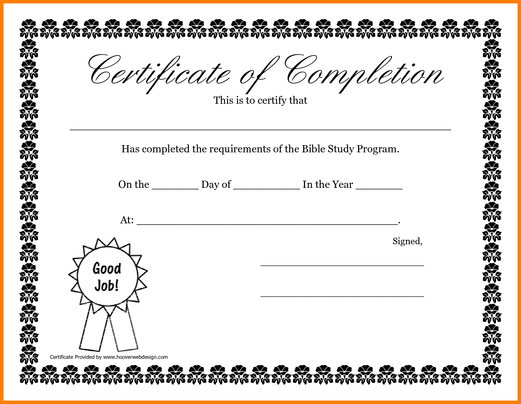 6+ Certificate Of Completion Template Free Printable | Ledger Review - Certificate Of Completion Template Free Printable