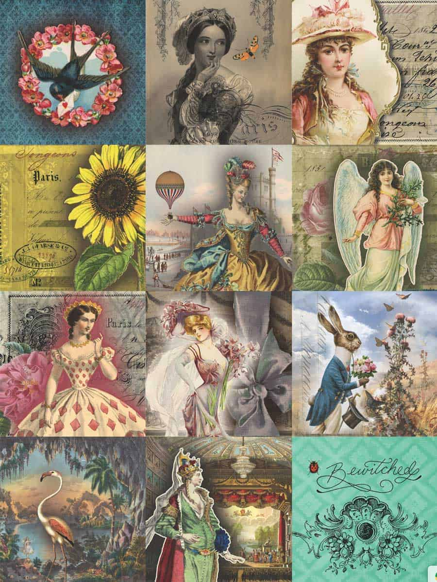 7 Free Creative Collage Sheet Printables For Decoupage Tissue Paper - Free Printable Decoupage Images