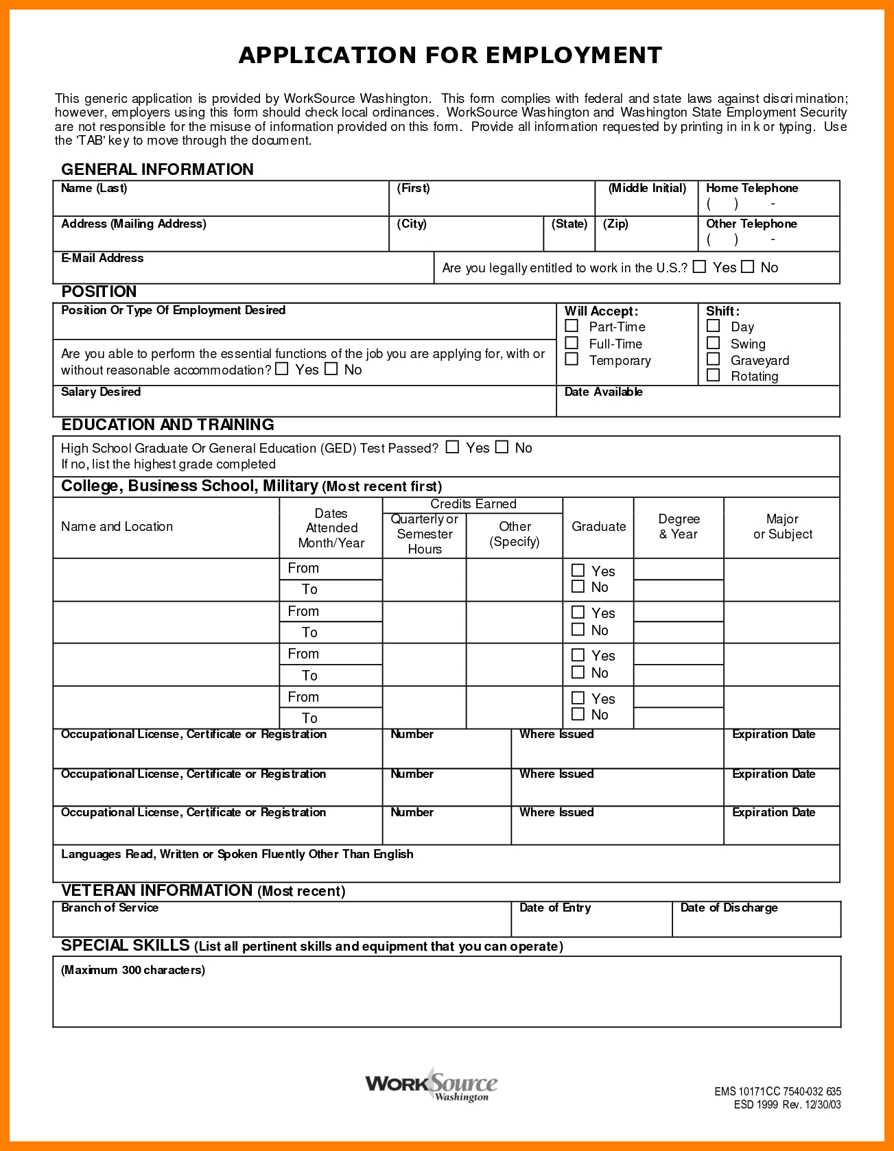 7+ Free Printable Generic Job Application Form | St Columbaretreat - Free Printable Fafsa Application Form