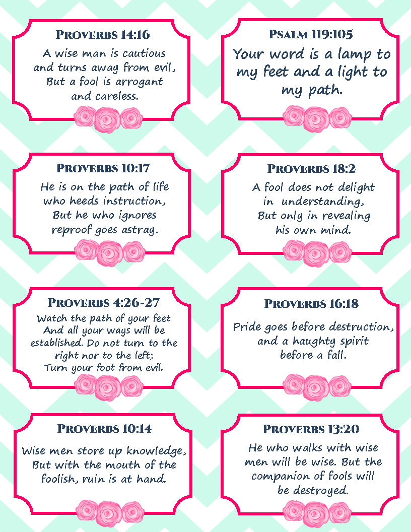 8 Free Printable Verse Cards On Wisdom, Memory Verse Cards - Free Printable Scripture Cards