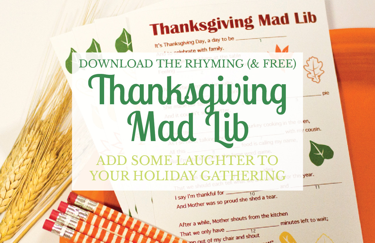 A Free Thanksgiving Mad Lib Printable - Small Stuff Counts - Free Printable Thanksgiving Mad Libs