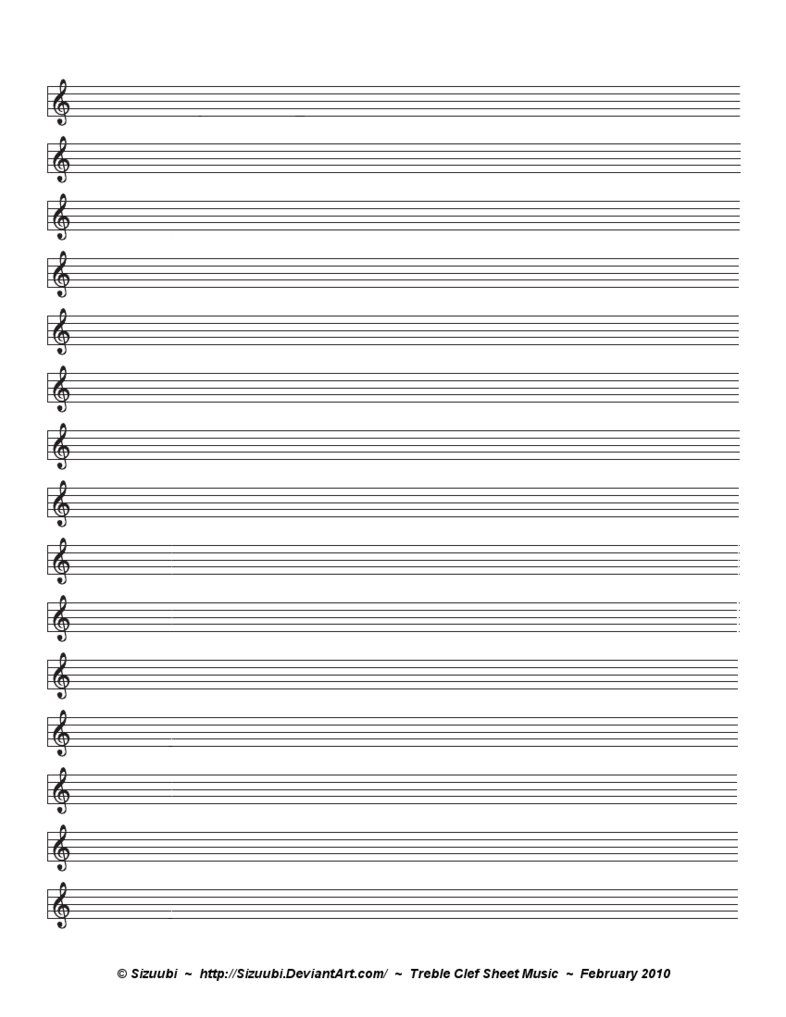 A Simple, Blank Sheet Of Music For Musicians Hoping To Write In - Free Printable Music Staff