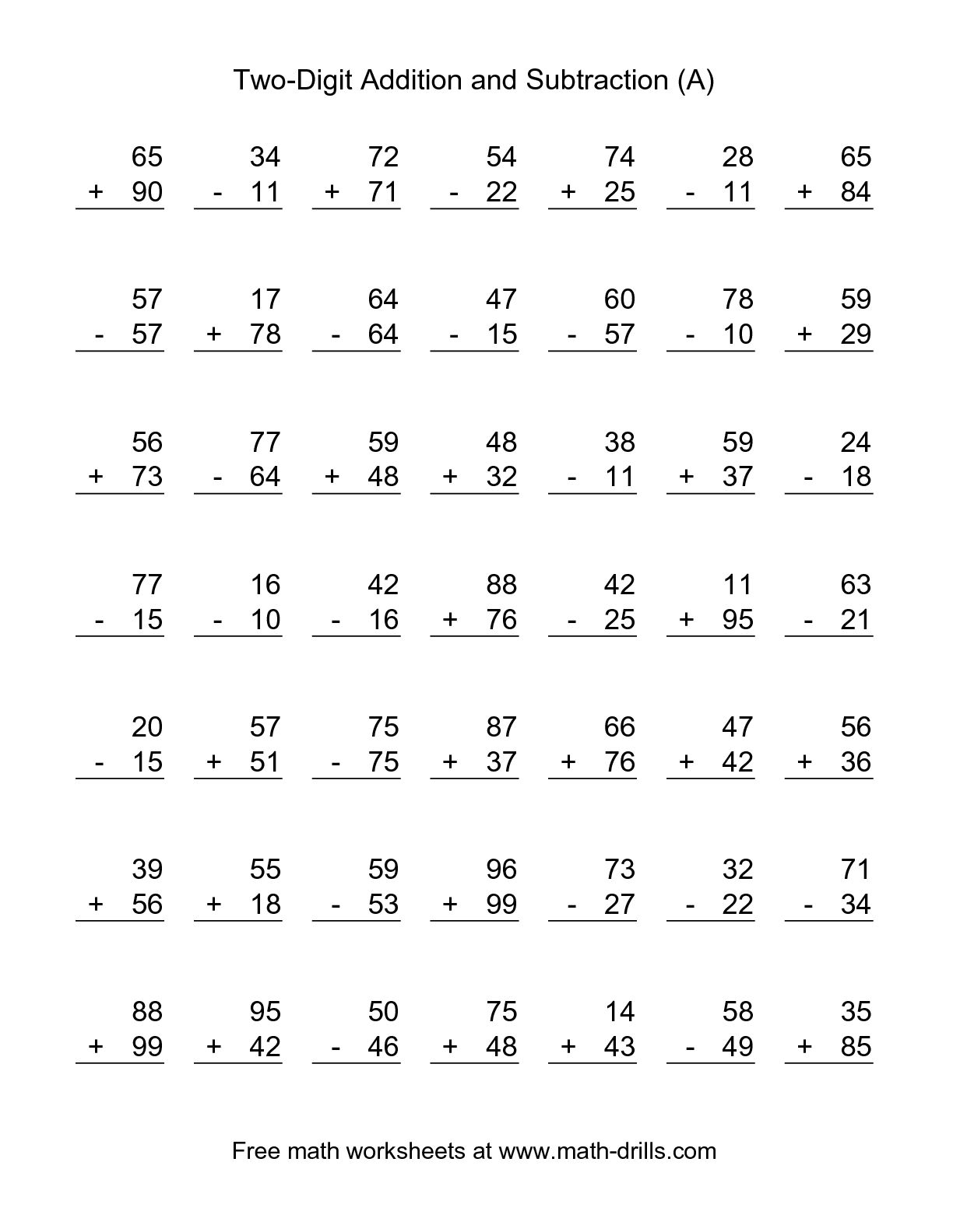 Addition And Subtraction Worksheets. Addition. Alistairtheoptimist - Free Printable Addition And Subtraction Worksheets