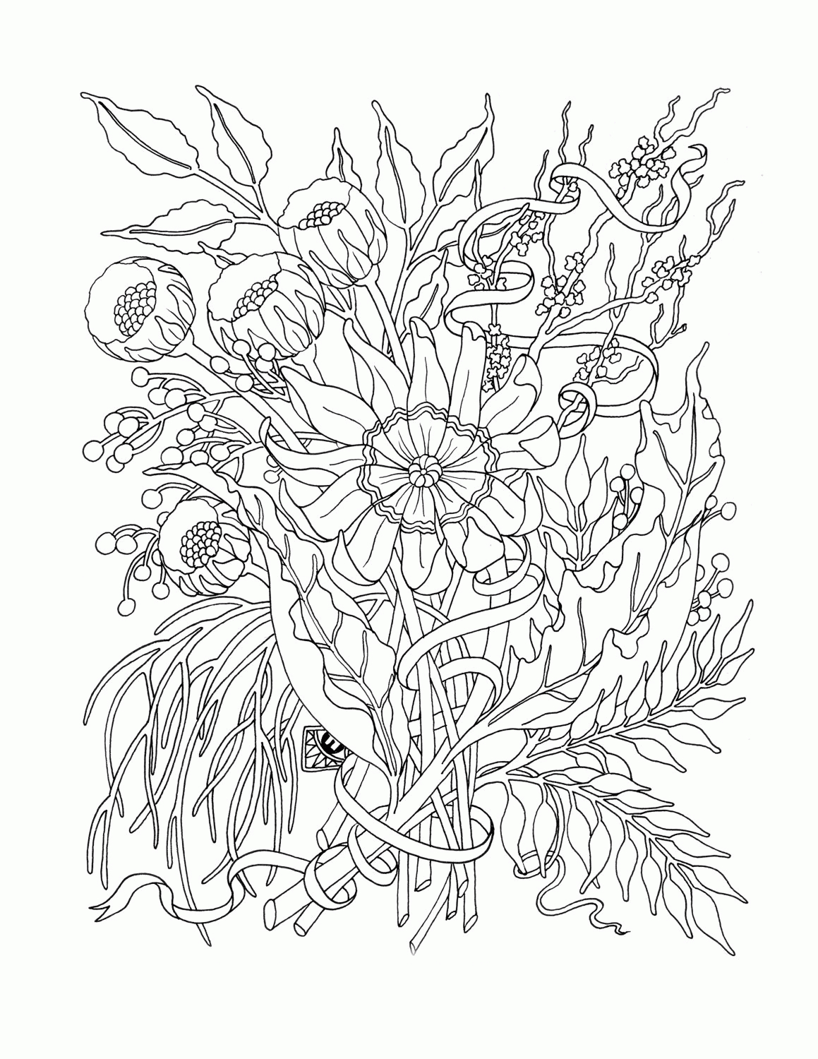 Adult Coloring Pages Flowers To Download And Print For Free - Free Printable Flower Coloring Pages For Adults