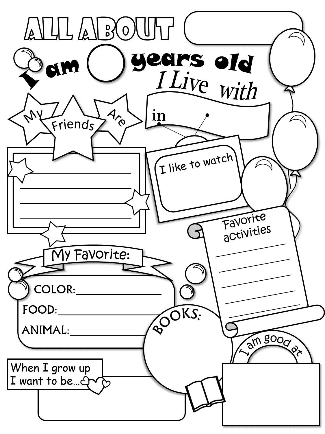 All About Me Worksheet Freebie - Cute! | Language Arts | Pinterest - Free Printable All About Me Worksheet