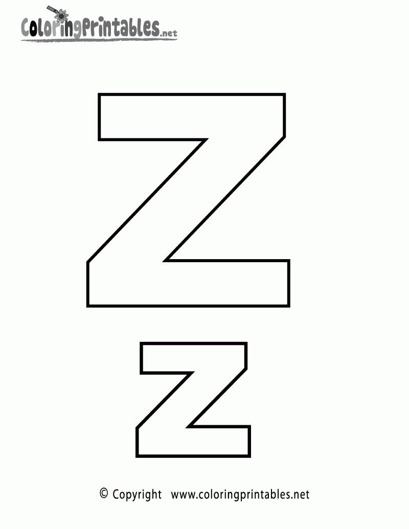 Alphabet Letter Z Coloring Page - A Free English Coloring Printable - Letter Z Worksheets Free Printable