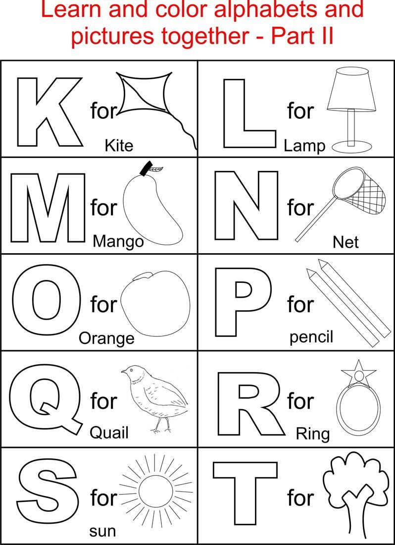 Alphabet Part Ii Coloring Printable Page For Kids: Alphabets - Free Printable Pages For Preschoolers