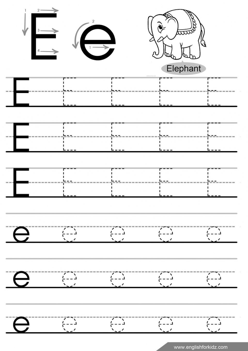 Alphabet Tracing Worksheets For Kindergarten Kindergarten Letter E - Free Printable Preschool Worksheets Tracing Letters