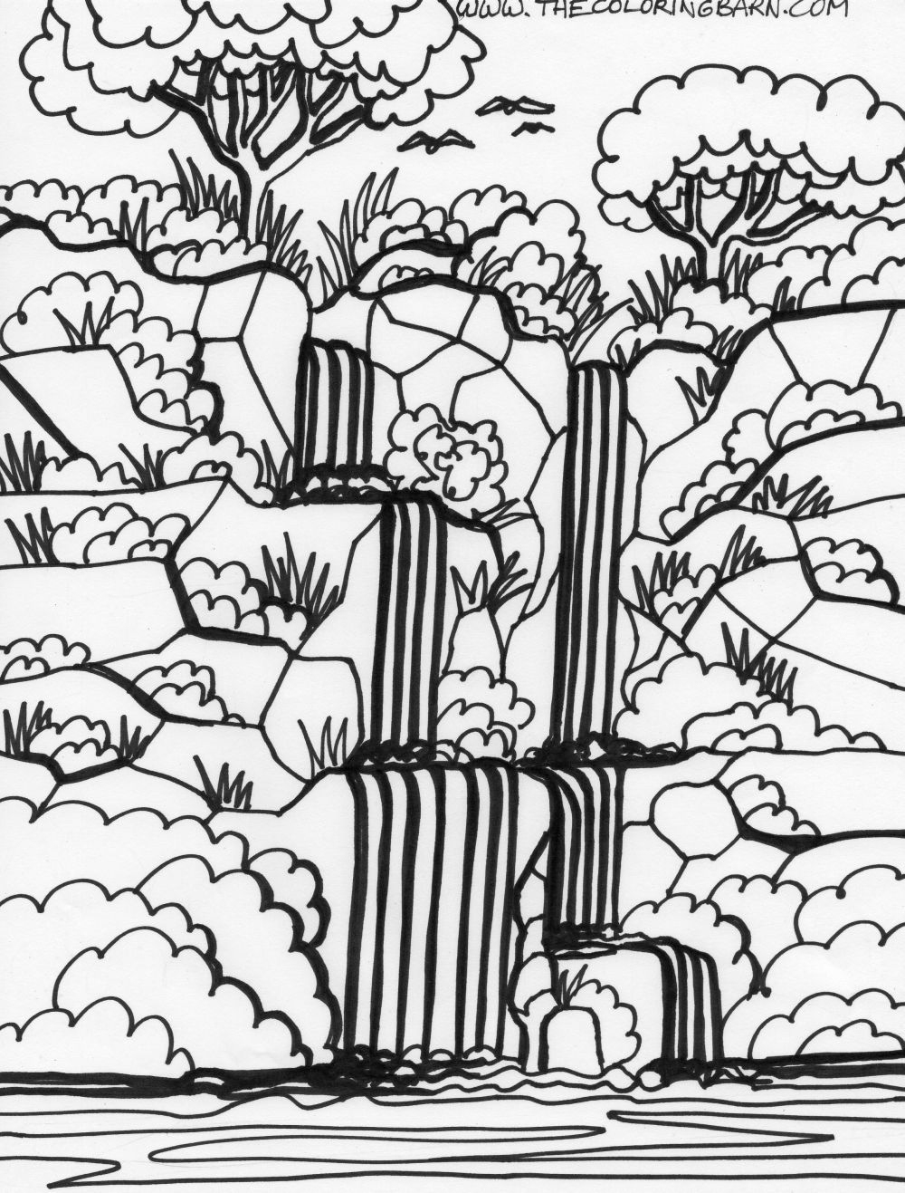 Amazon Rainforest Coloring Pages For Kids | Free Download Coloring - Free Printable Waterfall Coloring Pages