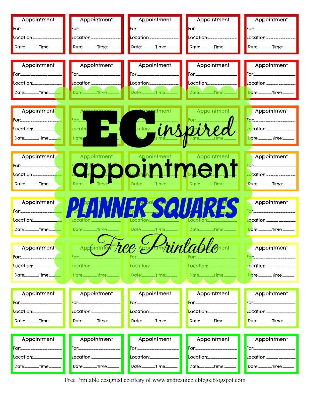 Andrea Nicole: *free Printable Ec Inspired Appointment Planner - Free Printable Appointment Planner