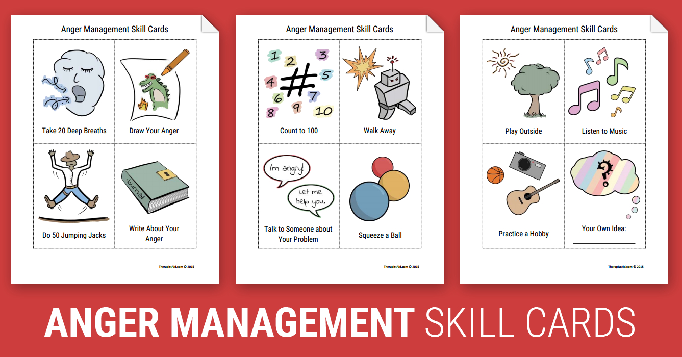 Anger Management Skill Cards (Worksheet) | Therapist Aid - Free Printable Anger Management Activities