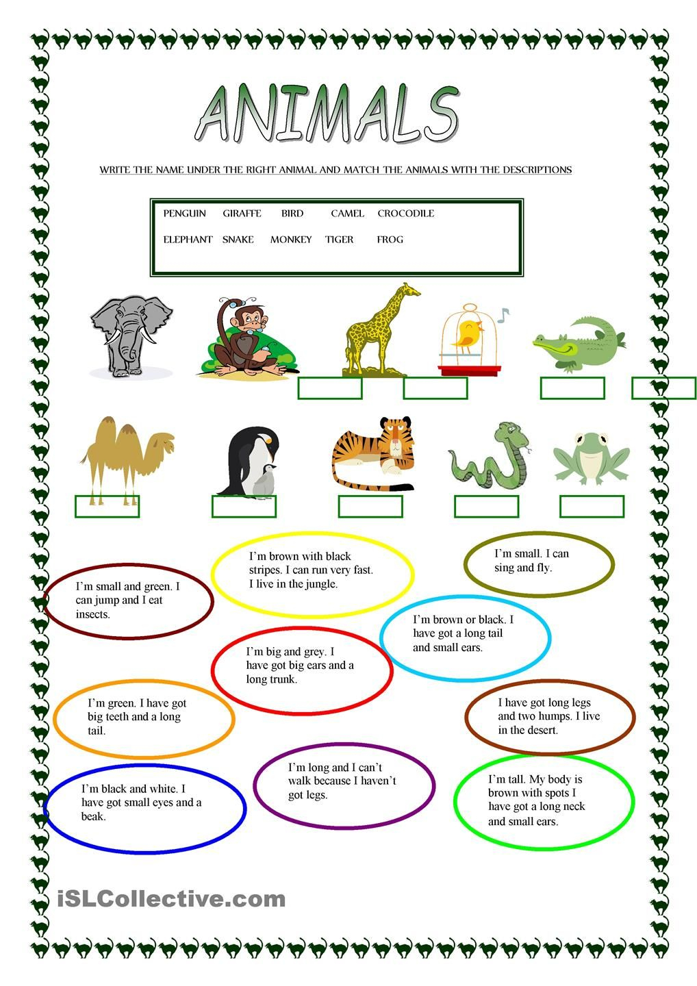 Animals | Free Esl Worksheets | Teachers Resources | Pinterest - Free Printable Esl Resources