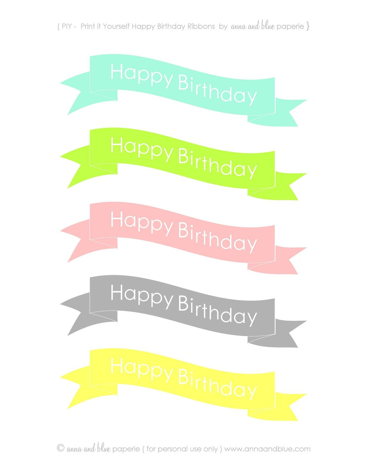 Anna And Blue Paperie: {Free Printable} Happy Birthday Cake Banners - Free Printable Happy Birthday Cake Topper