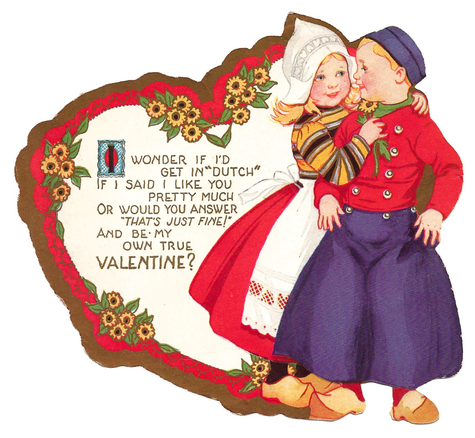 Antique Images: Free Printable Valentine Dutch Couple Romantic - Free Printable Valentine Graphics