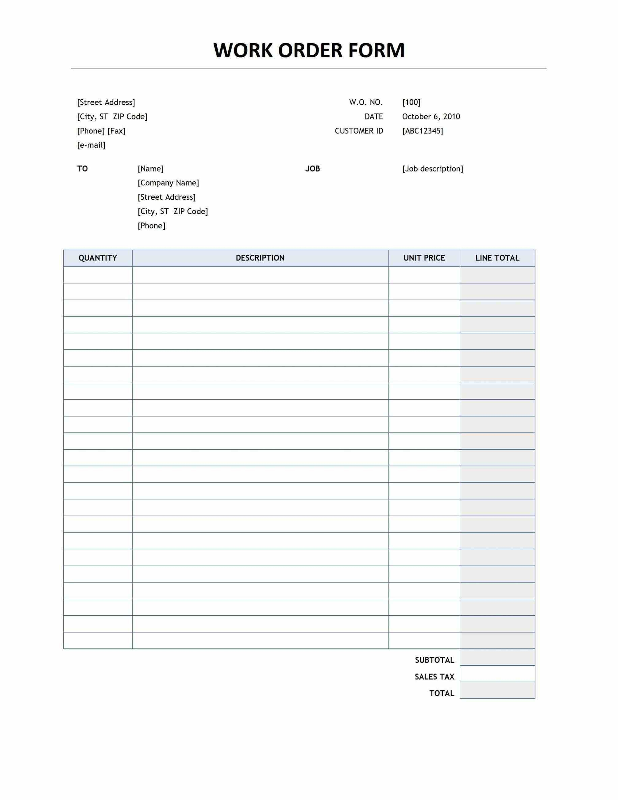 Are Simple Edit So Your Customers Will Be Making Custom In No Time - Free Printable Work Order Template