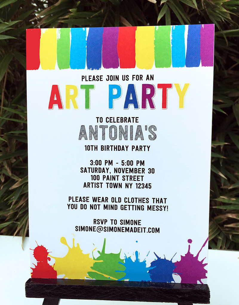 Art Birthday Party Theme Printables | Paint Party - Free Printable Event Invitations