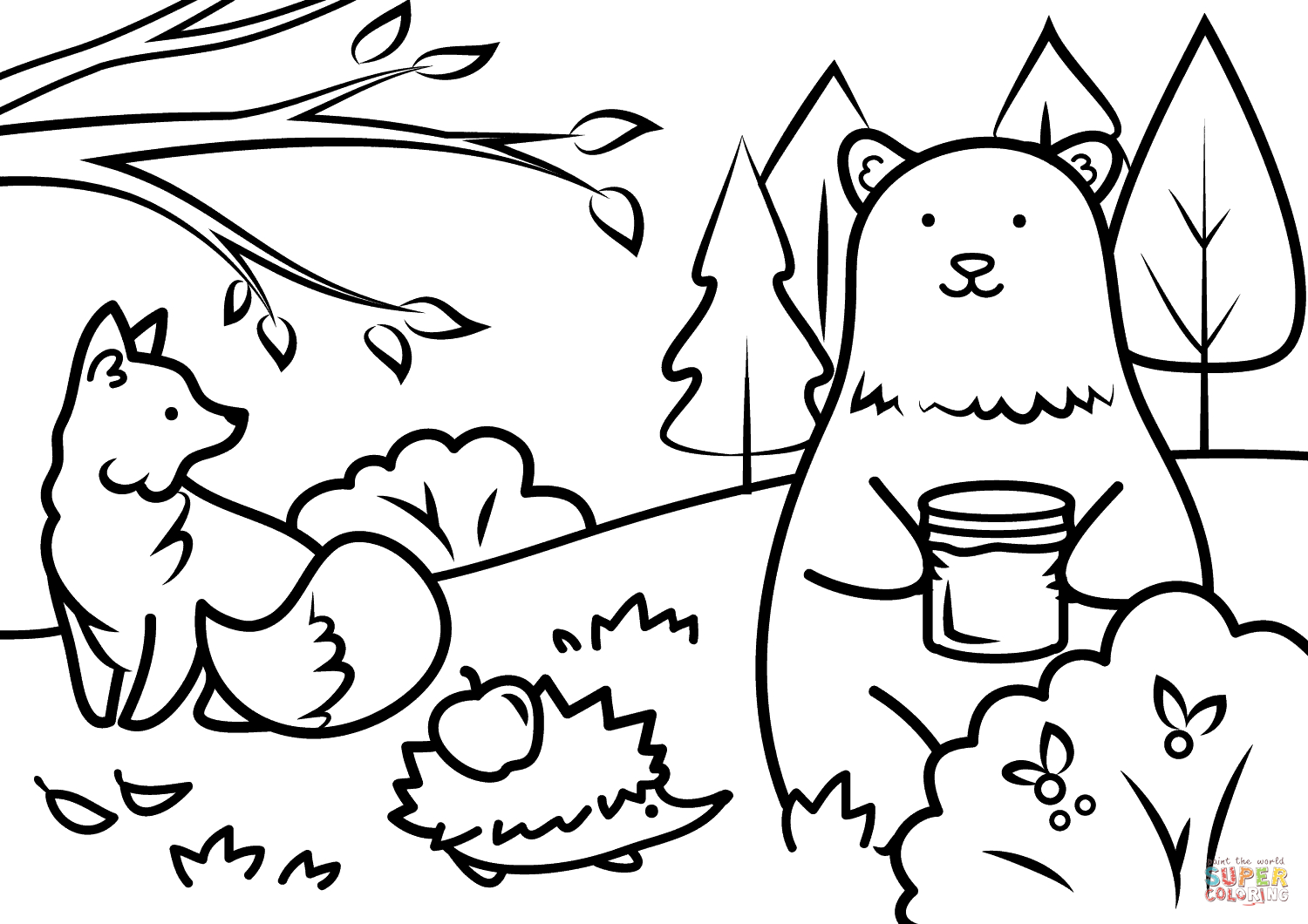 Autumn Animals Coloring Page | Free Printable Coloring Pages - Free Printable Coloring Pages Fall Season