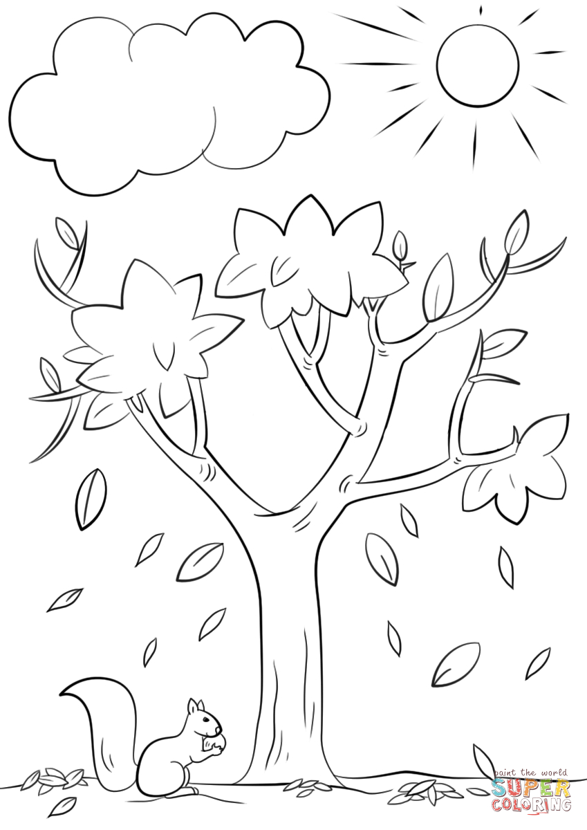 Autumn Tree Coloring Page | Free Printable Coloring Pages - Free Printable Coloring Pages Fall Season