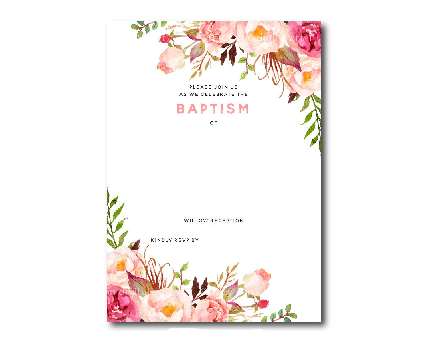 Awesome Free Template Free Printable Baptism Floral Invitation - Free Printable Personalized Baptism Invitations