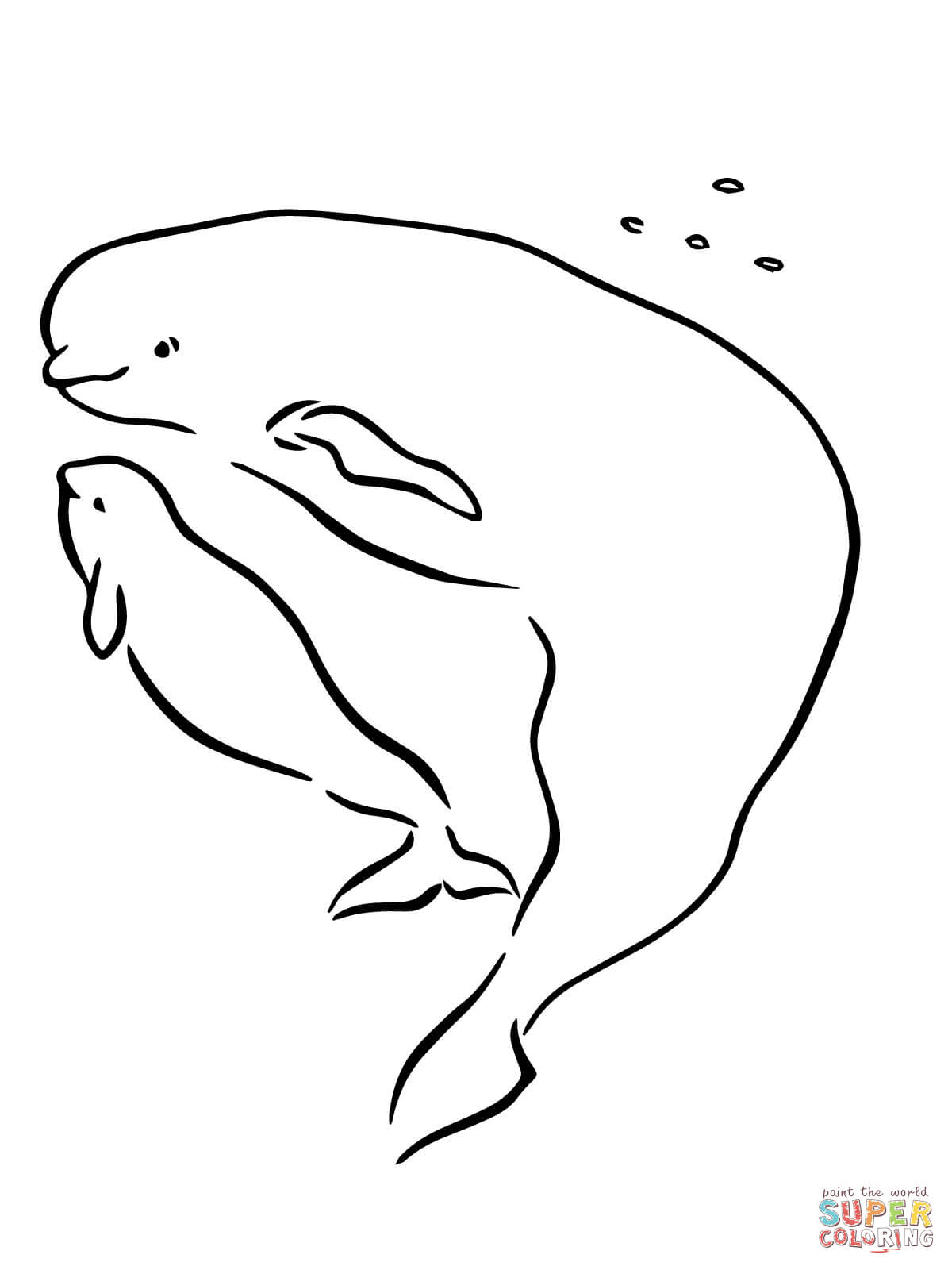 Baby Beluga With Mother Coloring Page | Free Printable Coloring Pages - Free Printable Whale Template