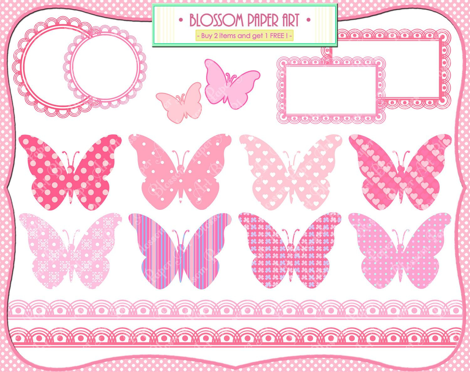 Baby Girl Butterflies - Pink - Baby Shower - Printables - Free Printable Baby Shower Clip Art