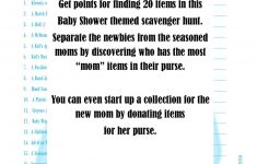 Baby Shower Game What's In Your Purse Scavenger Hunt – Baby Shower – Free Printable Baby Shower Games What's In Your Purse