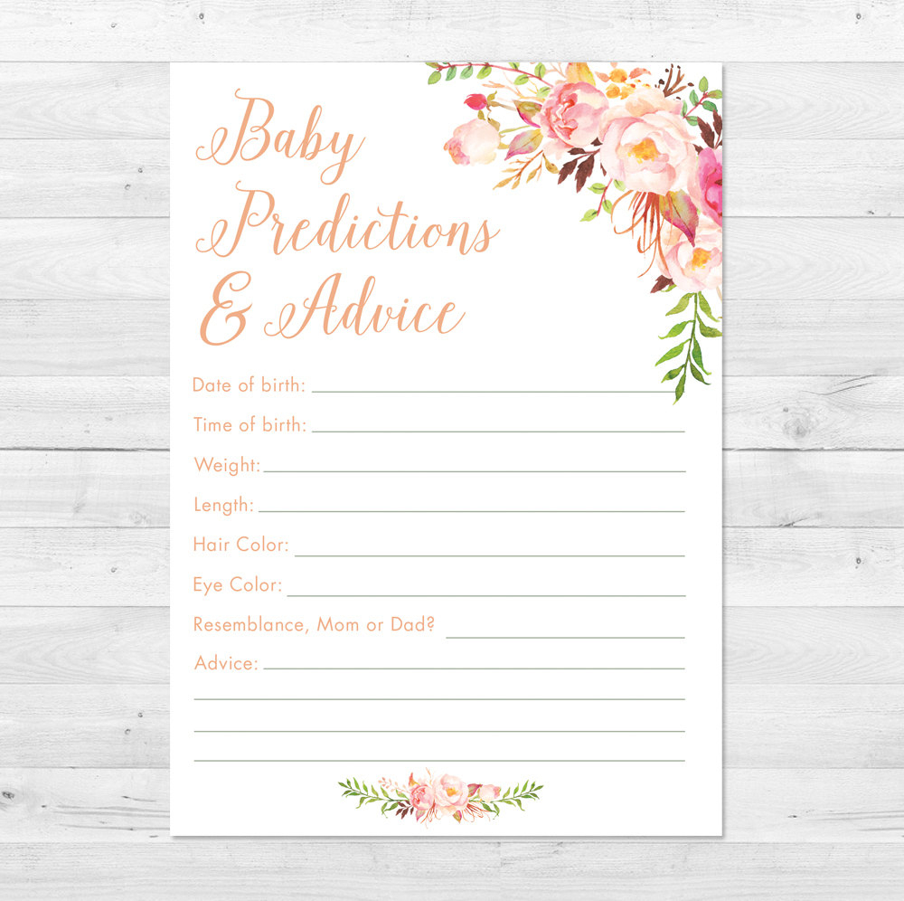 Baby Shower Prediction Card Printable Boho Baby Shower Games | Etsy - Baby Prediction And Advice Cards Free Printable