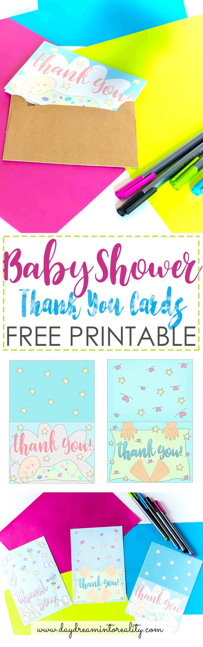 Baby Shower Thank You Cards Free Printable ~ Daydream Into Reality - Free Printable Baby Shower Thank You Cards