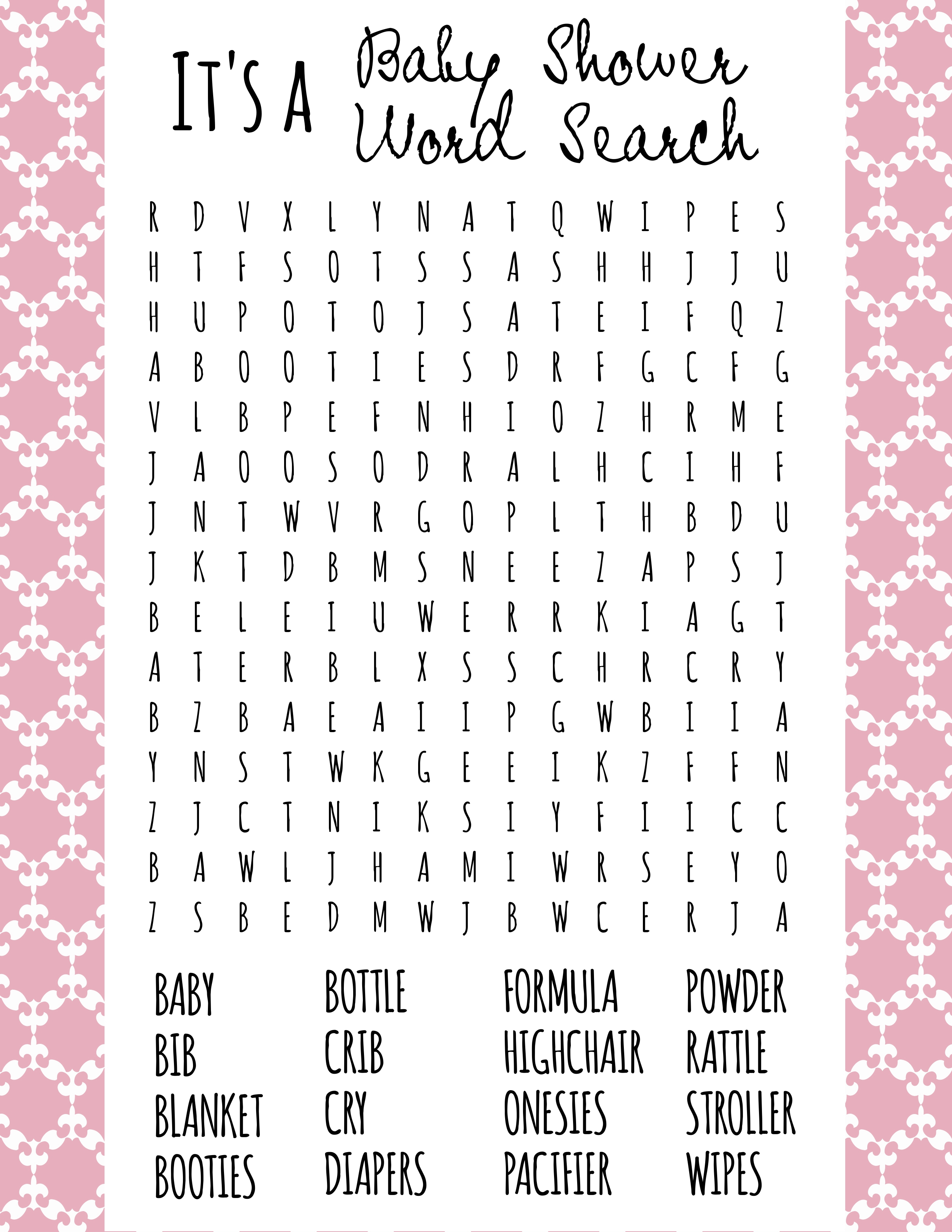 Baby Shower Word Search - Frugal Fanatic - Free Printable Baby Shower Word Scramble