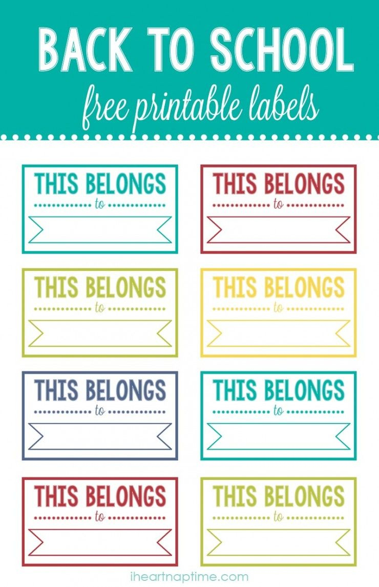 Back To School Printable Labels | Pins I Love | Pinterest | School - Free Printable Back To School