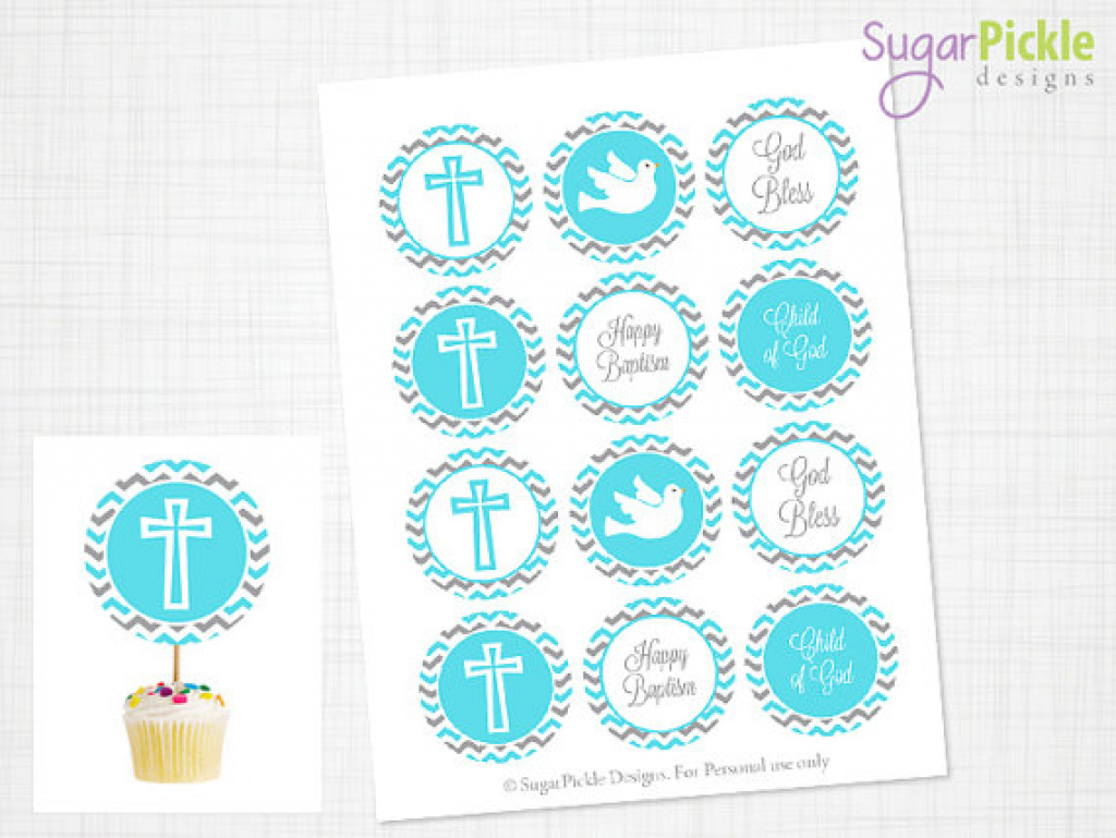 Baptism Cupcake Toppers, Baptism Toppers, Baptism Party Decorations - Baptism Cupcake Toppers Printable Free